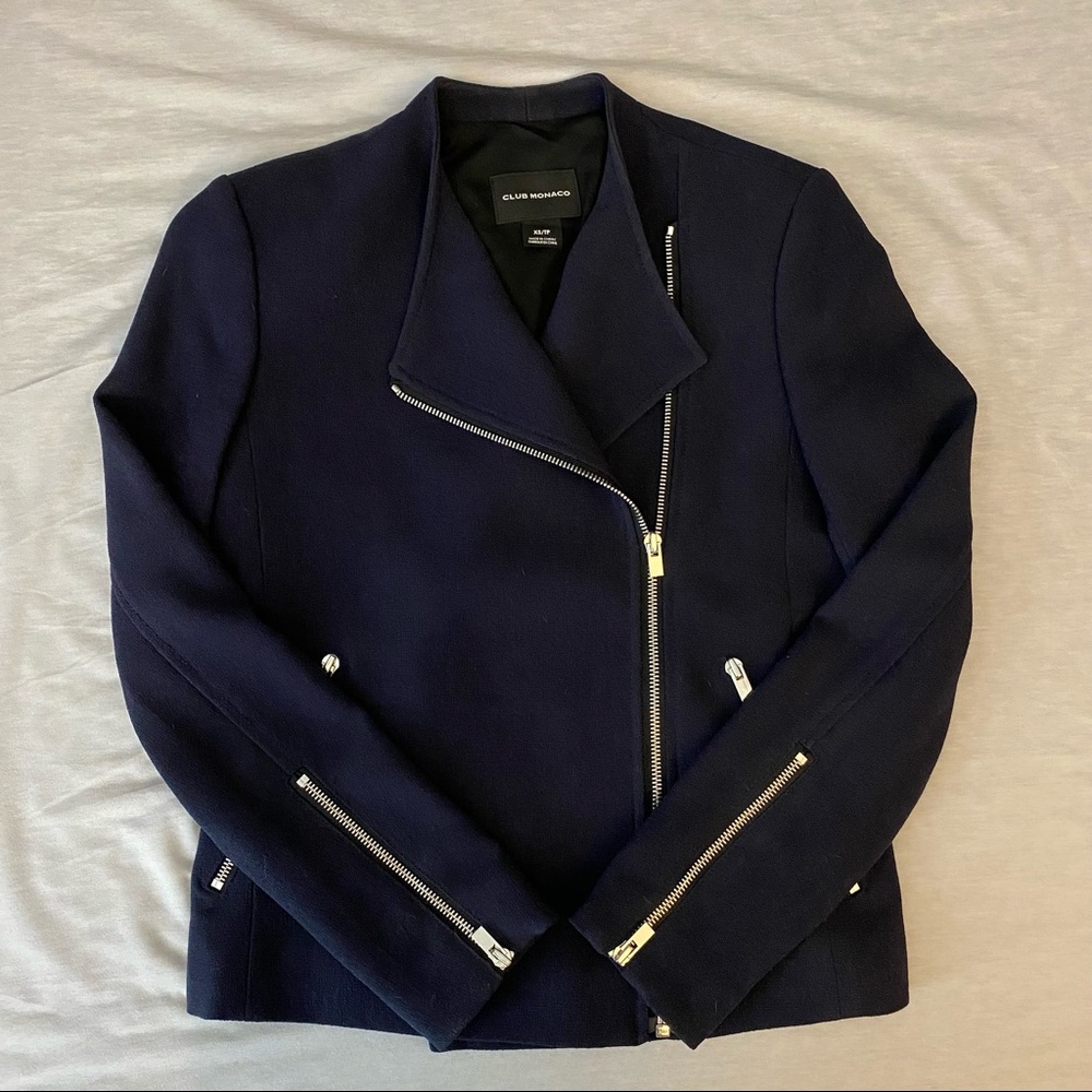 Club Monaco Moto Jacket - Navy, Size XS